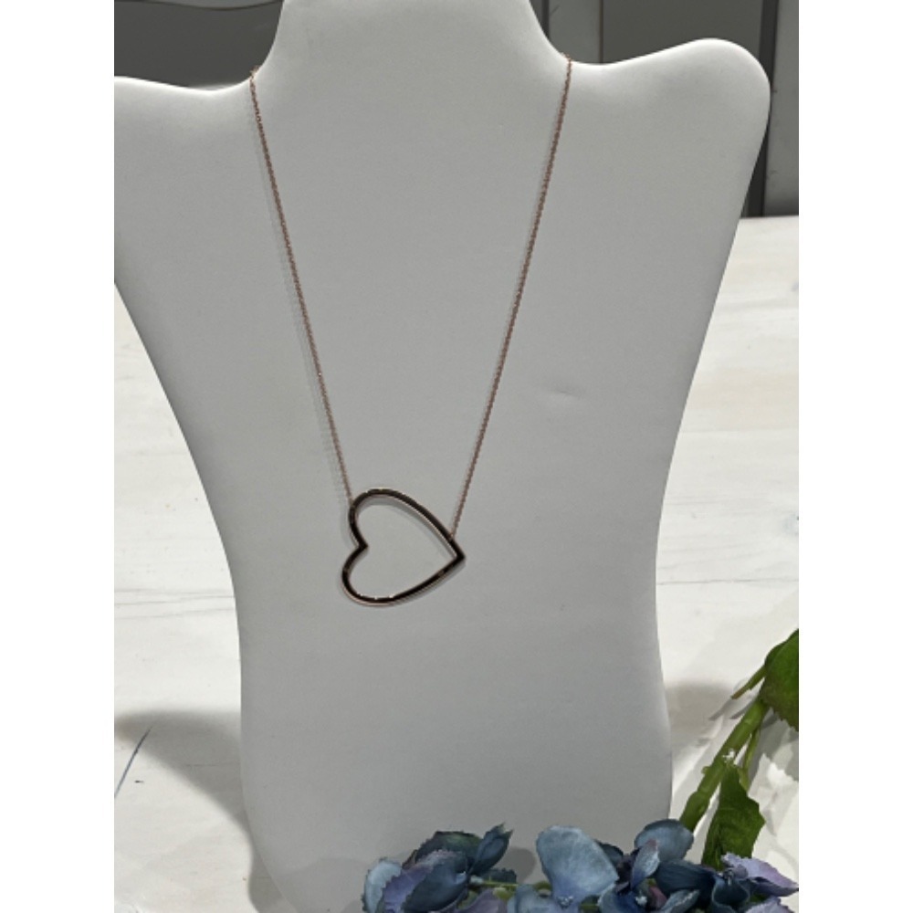 Heart Pendant Necklace Rose Gold‎ Tone Delicate Chain Minimalist Style